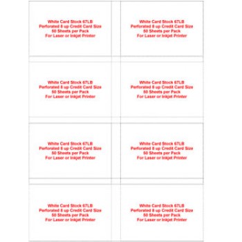 Paper Card Stock Credit Card Size